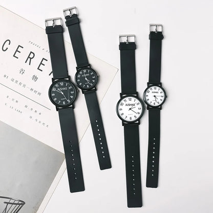 Simple Black White Quartz Watches Women Minimalist Design Silicone Strap Wristwatch Big Dial Women's Fashion Creative Watch Gift