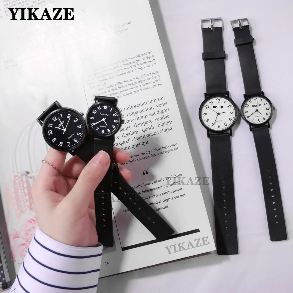 Simple Black White Quartz Watches Women Minimalist Design Silicone Strap Wristwatch Big Dial Women's Fashion Creative Watch Gift